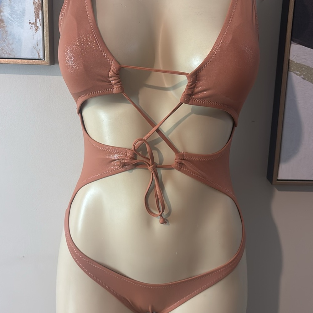 Rust Metallic Swimsuit size S - Picture 5 of 7